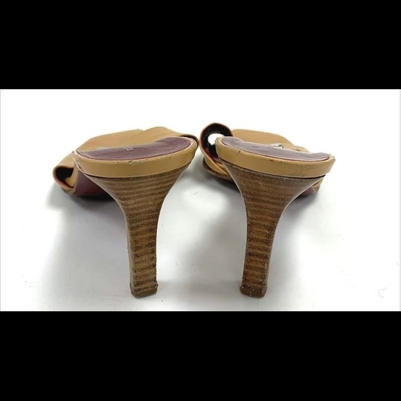 Burberry Authentic Open Toe Leather Women's Khaki Heels Sz: 40 - Picture 11 of 13